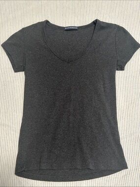 Brandy Melville Charcoal V‑Neck Short Sleeve Tee